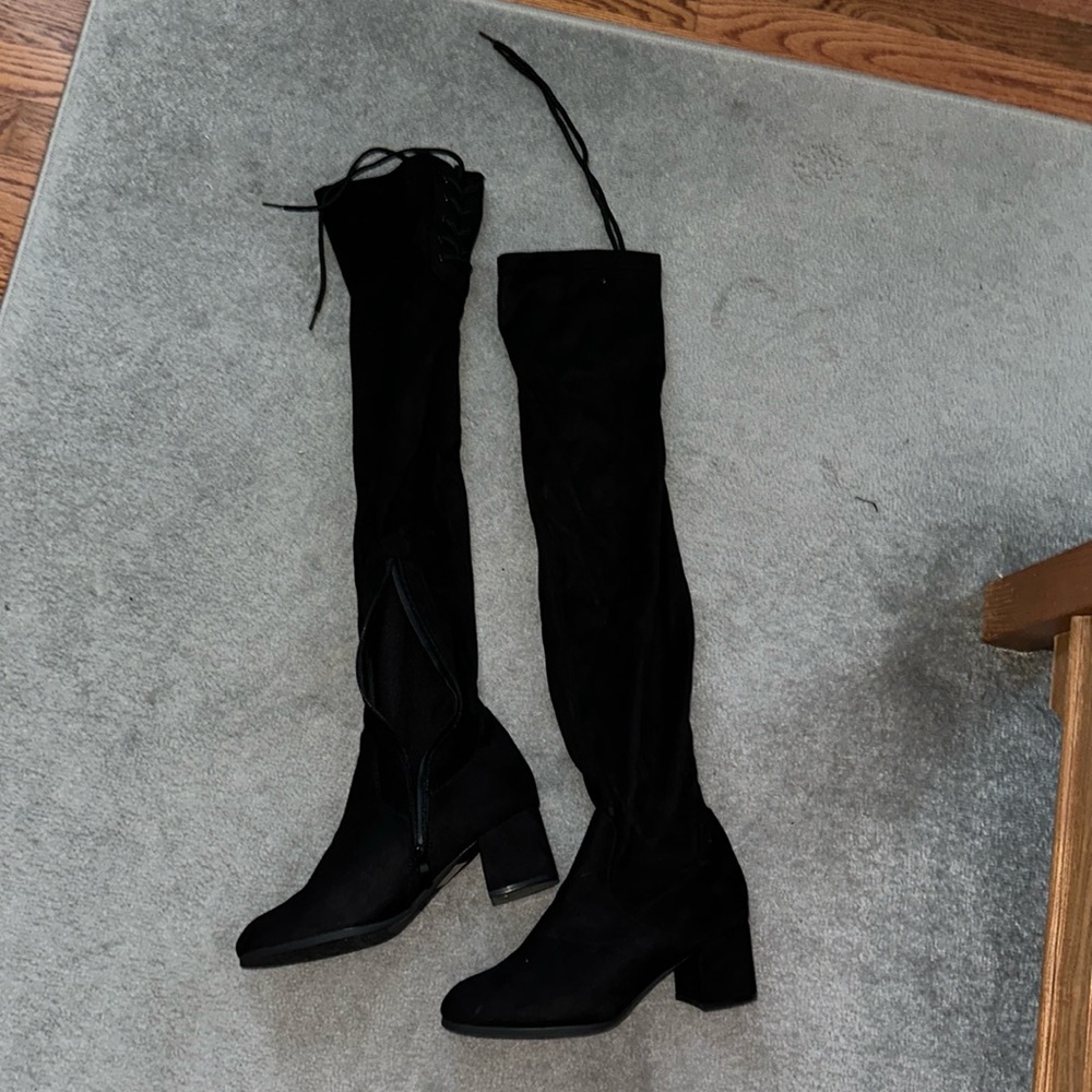 Over the knee black boots